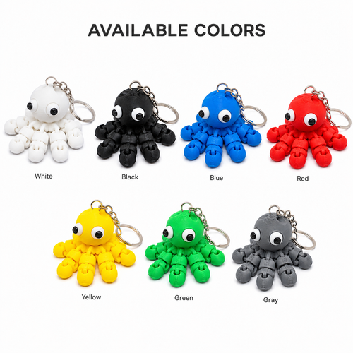 3Dify OctoFlex – Articulated Octopus Keychain (4-Pack)