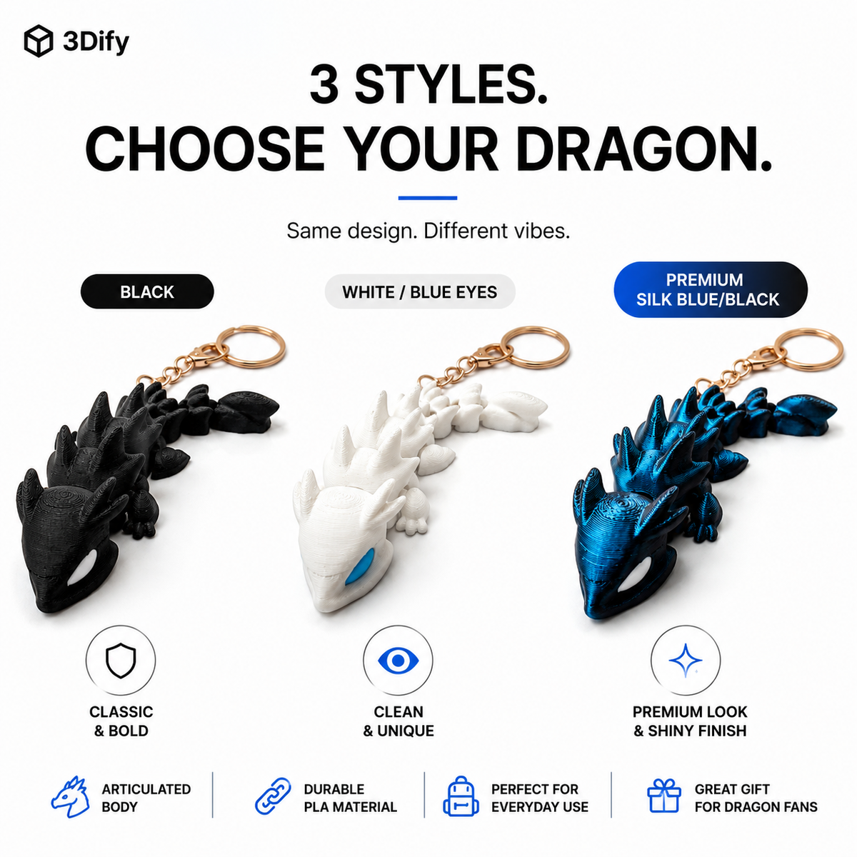 Shadow Dragon Flex – Articulated Dragon Keychain