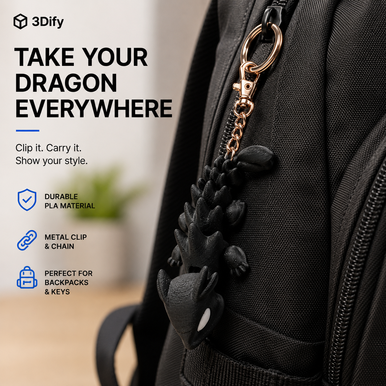 Shadow Dragon Flex – Articulated Dragon Keychain